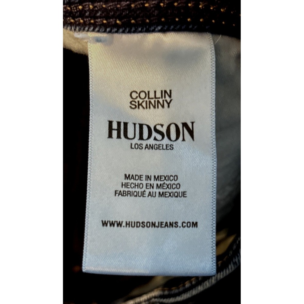 Hudson Jeans‎ Women 25 Dark Wash Collin Skinny Stretch Denim Low Rise Raw Hem - Picture 4 of 14